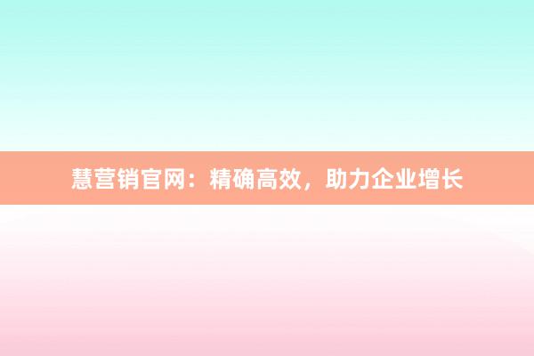 慧营销官网:精确高效,助力企业增长